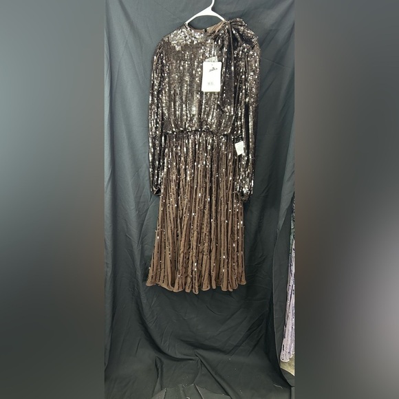 Mac Duggal 93642 NWTGlamorous High Neckline Sequin-embellished in Dark Chocolate - Picture 6 of 8